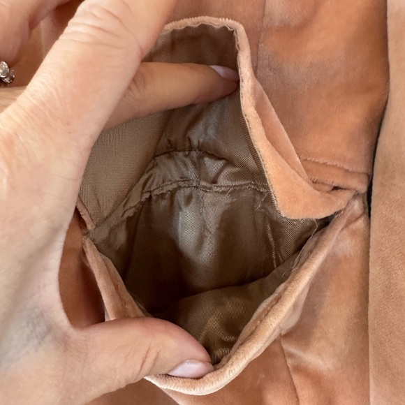 Reiss Aubrie Velvet Double Breasted Blazer Jacket in Peach - Picture 6 of 14